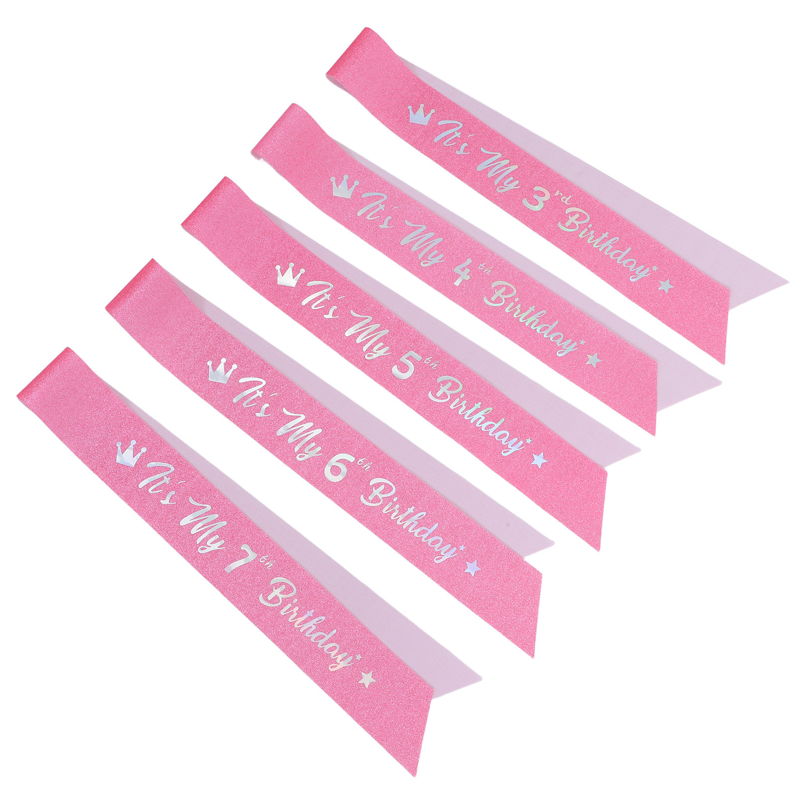 5 шт. розовых блестящих лент с – обзор и цена Birthday Sash Glitter